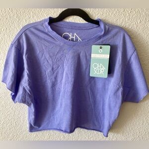 NWT Chaser Girls Purple Crop Top Oversized Raw Edges Size 6